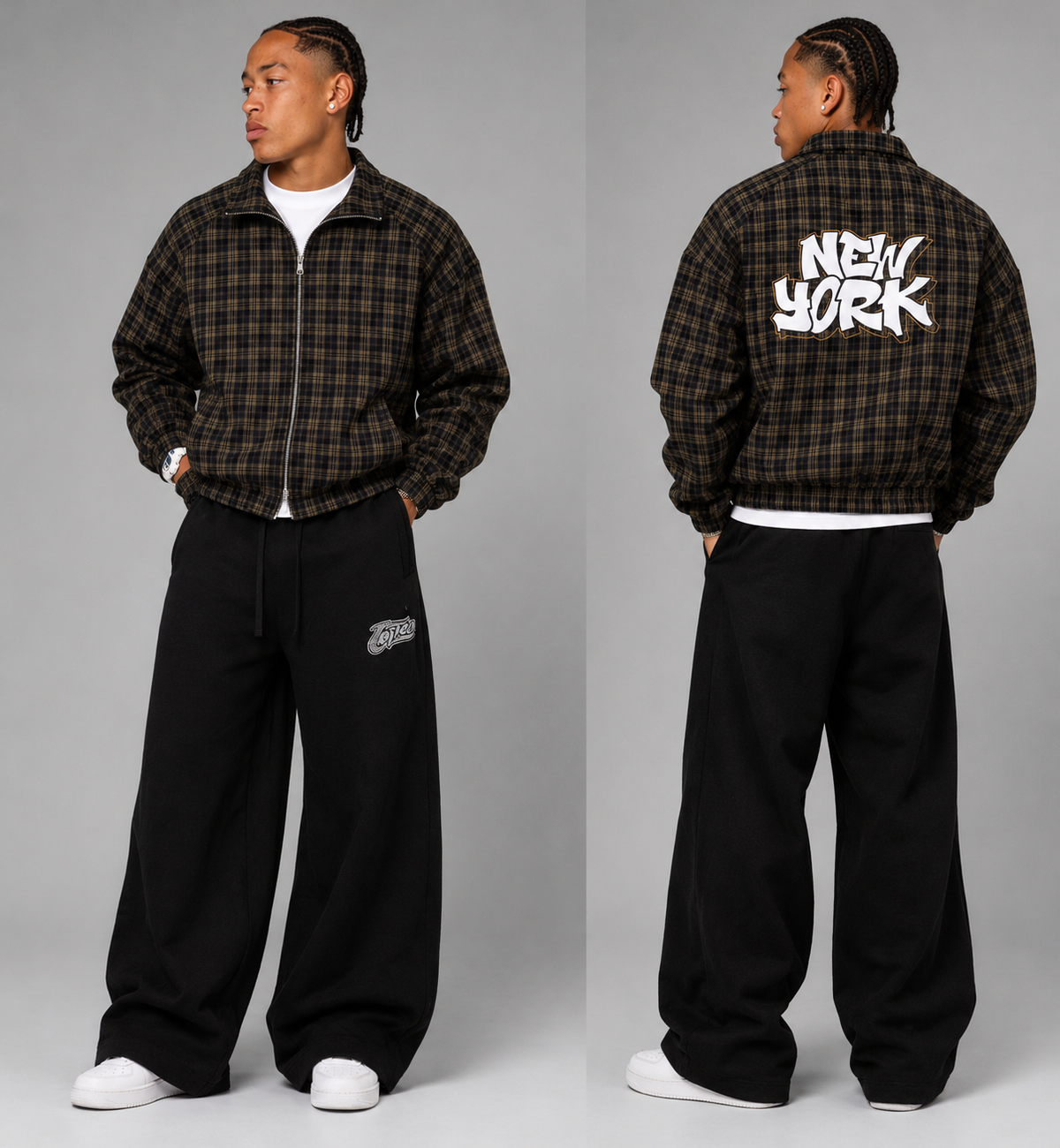 Unisex Plaid Full-Zip Track Jacket