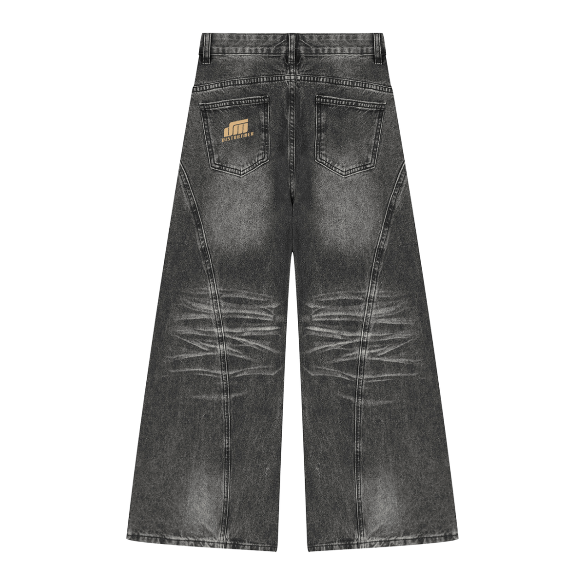 Vintage Wash Wide Leg Denim Jeans