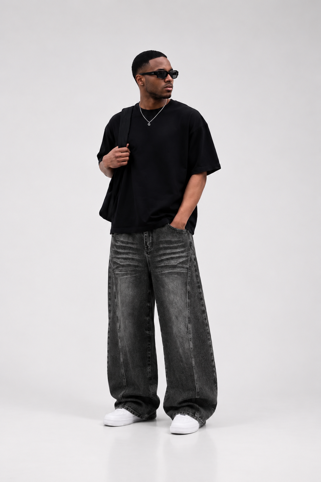 Vintage Wash Wide Leg Denim Jeans
