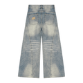 Vintage Wash Wide Leg Denim Jeans