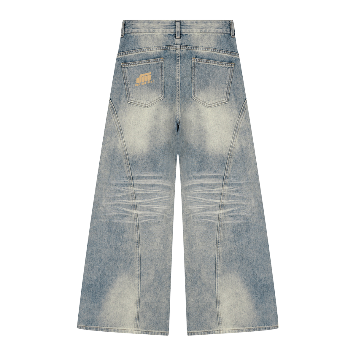 Vintage Wash Wide Leg Denim Jeans