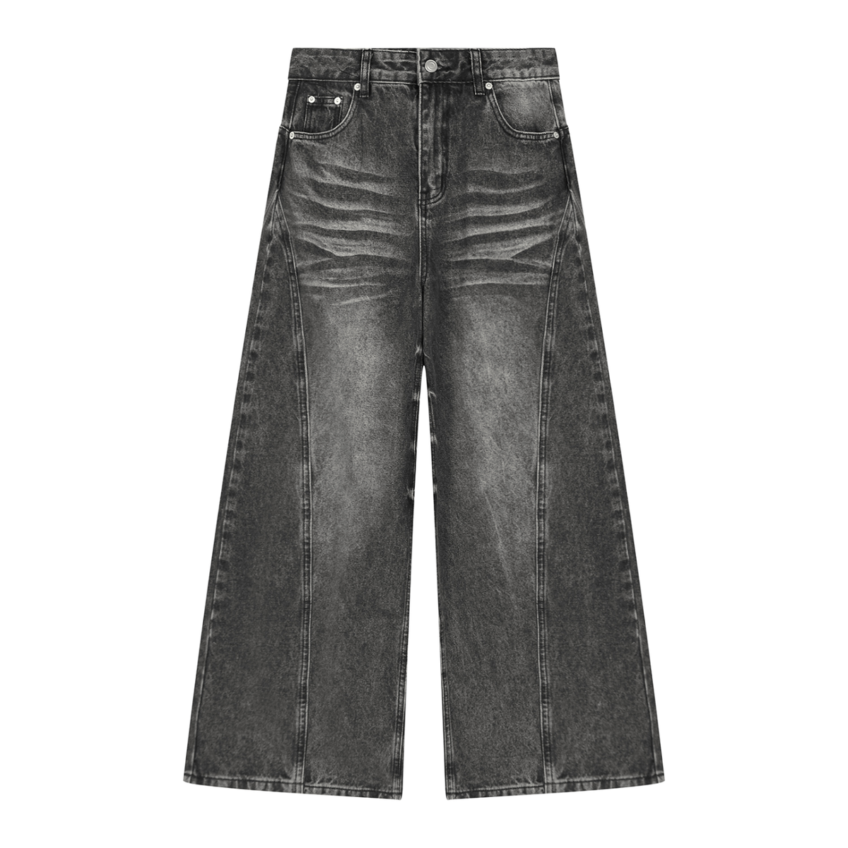 Vintage Wash Wide Leg Denim Jeans